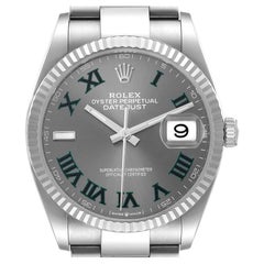 Rolex Datejust Steel White Gold Wimbledon Dial Mens Watch 126234 Box Card