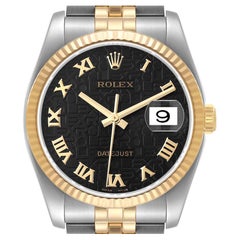 Rolex Datejust Steel Yellow Gold Anniversary Dial Mens Watch 116233 Box Papers