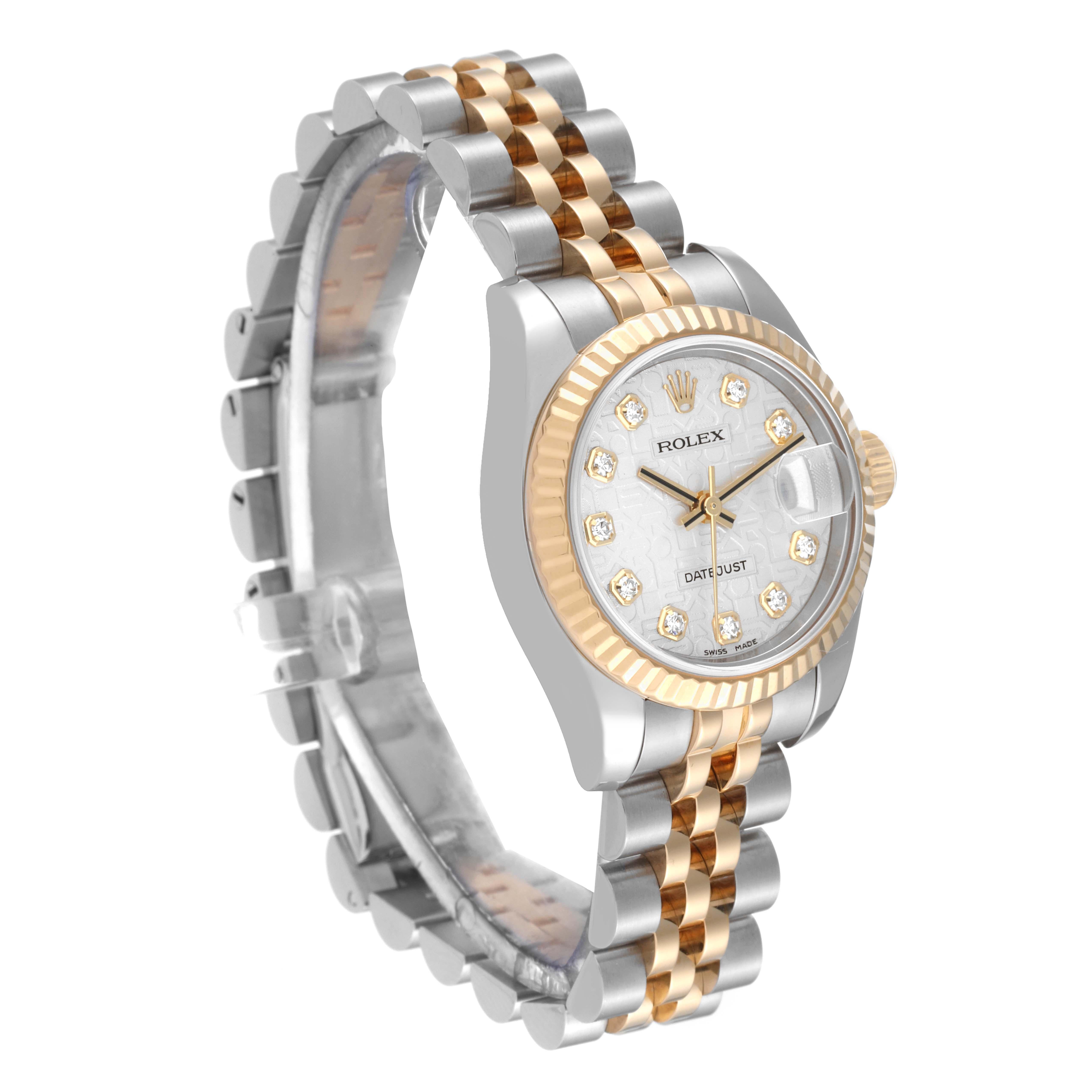 Rolex Datejust Steel Yellow Gold Anniversary Diamond Dial Ladies Watch 179173 In Excellent Condition For Sale In Atlanta, GA