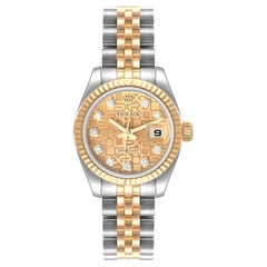 Rolex Montre Datejust d'anniversaire en acier et or jaune avec cadran en diamants pour femmes 179173