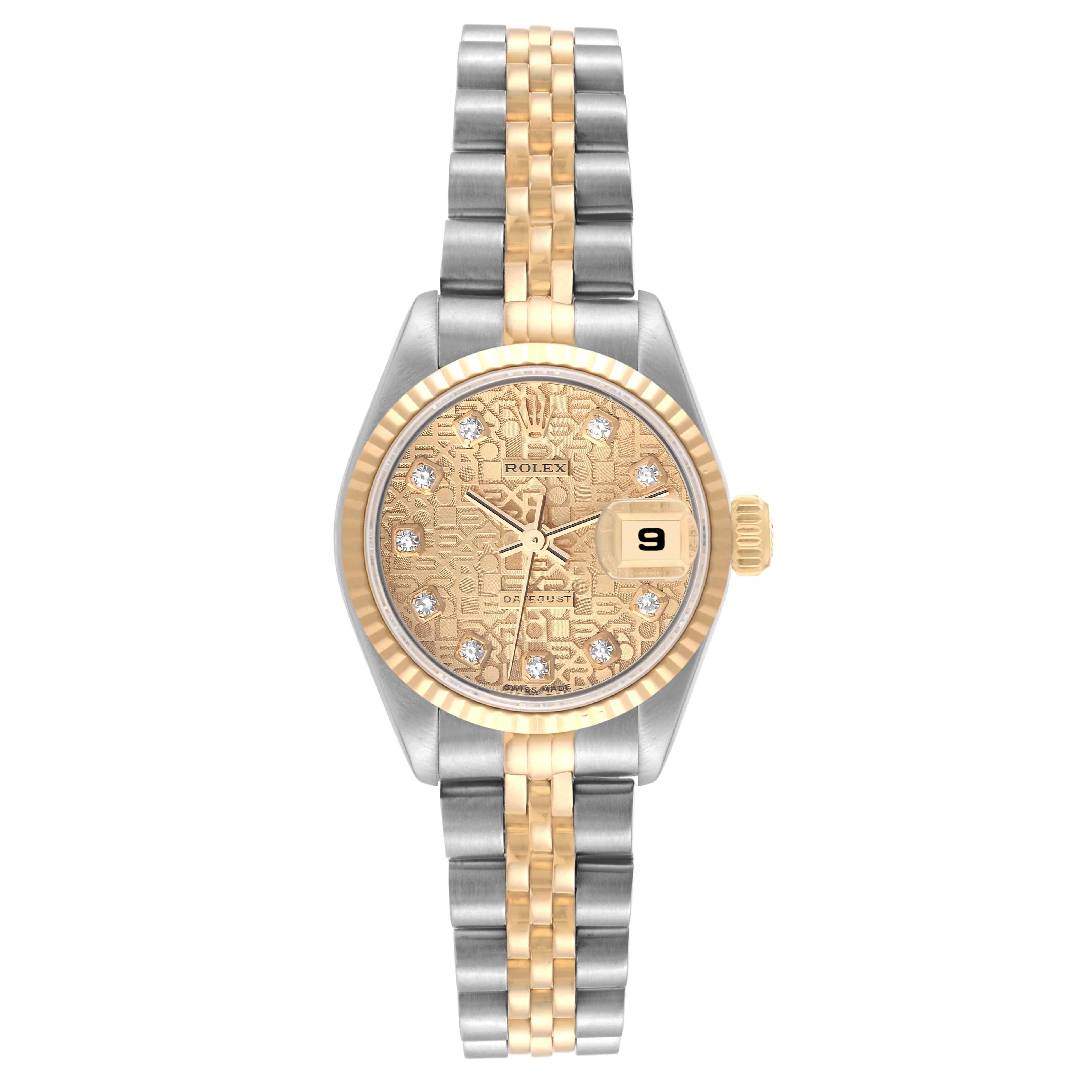 Rolex Datejust Steel Yellow Gold Anniversary Diamond Dial Ladies Watch 79173 In Good Condition In Atlanta, GA