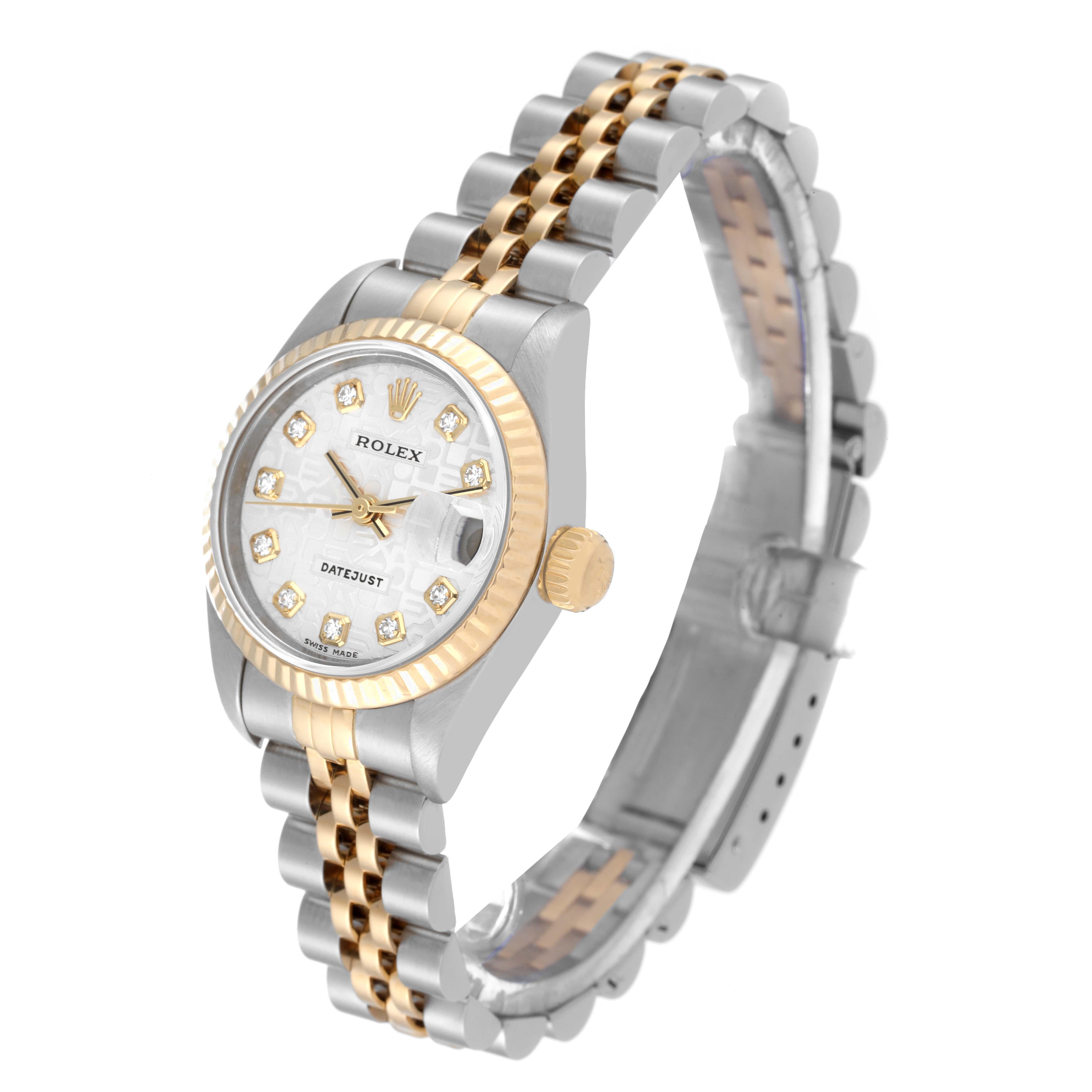 Rolex Datejust Steel Yellow Gold Anniversary Diamond Dial Ladies Watch 79173 In Excellent Condition In Atlanta, GA