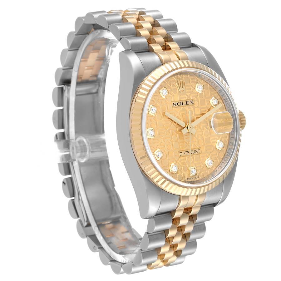 Rolex Datejust Steel Yellow Gold Anniversary Diamond Dial Mens Watch 116233 In Excellent Condition In Atlanta, GA