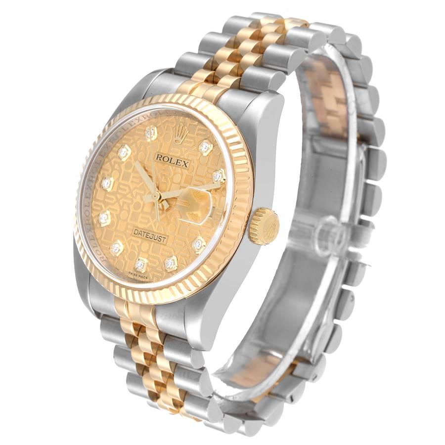 Men's Rolex Datejust Steel Yellow Gold Anniversary Diamond Dial Mens Watch 116233