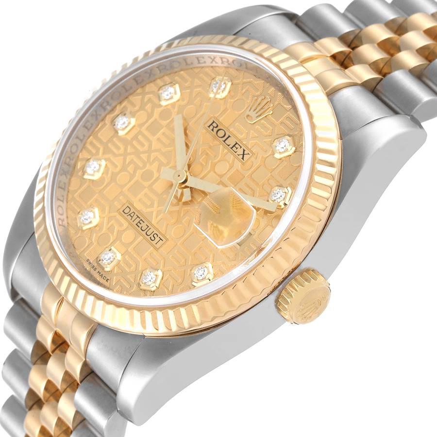 Rolex Datejust Steel Yellow Gold Anniversary Diamond Dial Mens Watch 116233 1