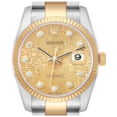 Rolex Datejust Steel Yellow Gold Anniversary Diamond Dial Mens Watch 116233