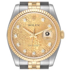 Rolex Datejust Steel Yellow Gold Anniversary Diamond Dial Mens Watch 116233