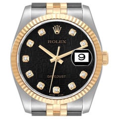 Rolex Datejust Steel Yellow Gold Anniversary Diamond Dial Mens Watch 116233