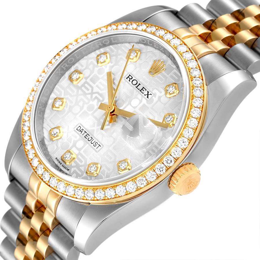 Rolex Datejust Steel Yellow Gold Anniversary Diamond Dial Mens Watch 116243 1