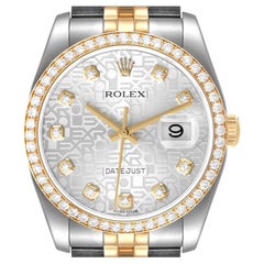 Rolex Datejust Steel Yellow Gold Anniversary Diamond Dial Mens Watch 116243