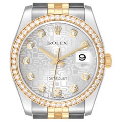Rolex Datejust Steel Yellow Gold Anniversary Diamond Dial Mens Watch 116243