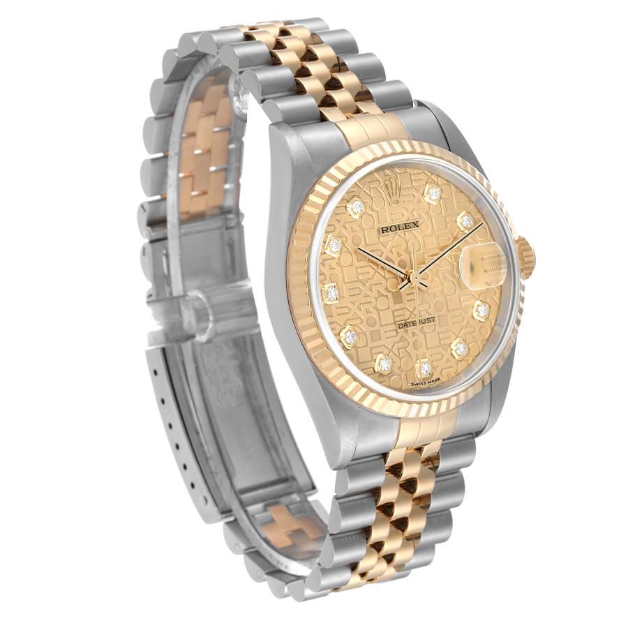 Rolex Datejust Stahl-Gelbgold-Herrenuhr 16233 mit Diamant-Zifferblatt im Zustand „Hervorragend“ in Atlanta, GA
