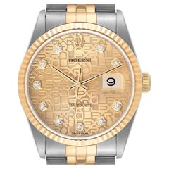 Rolex Datejust Acciaio Oro Giallo Anniversario Quadrante Diamante Orologio Uomo 16233