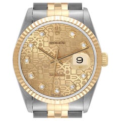 Rolex Datejust Acciaio Oro Giallo Anniversario Quadrante Diamante Orologio Uomo 16233
