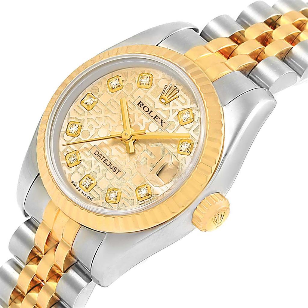 Rolex Datejust Steel Yellow Gold Anniversary Diamond Dial Watch 179173 For Sale 1