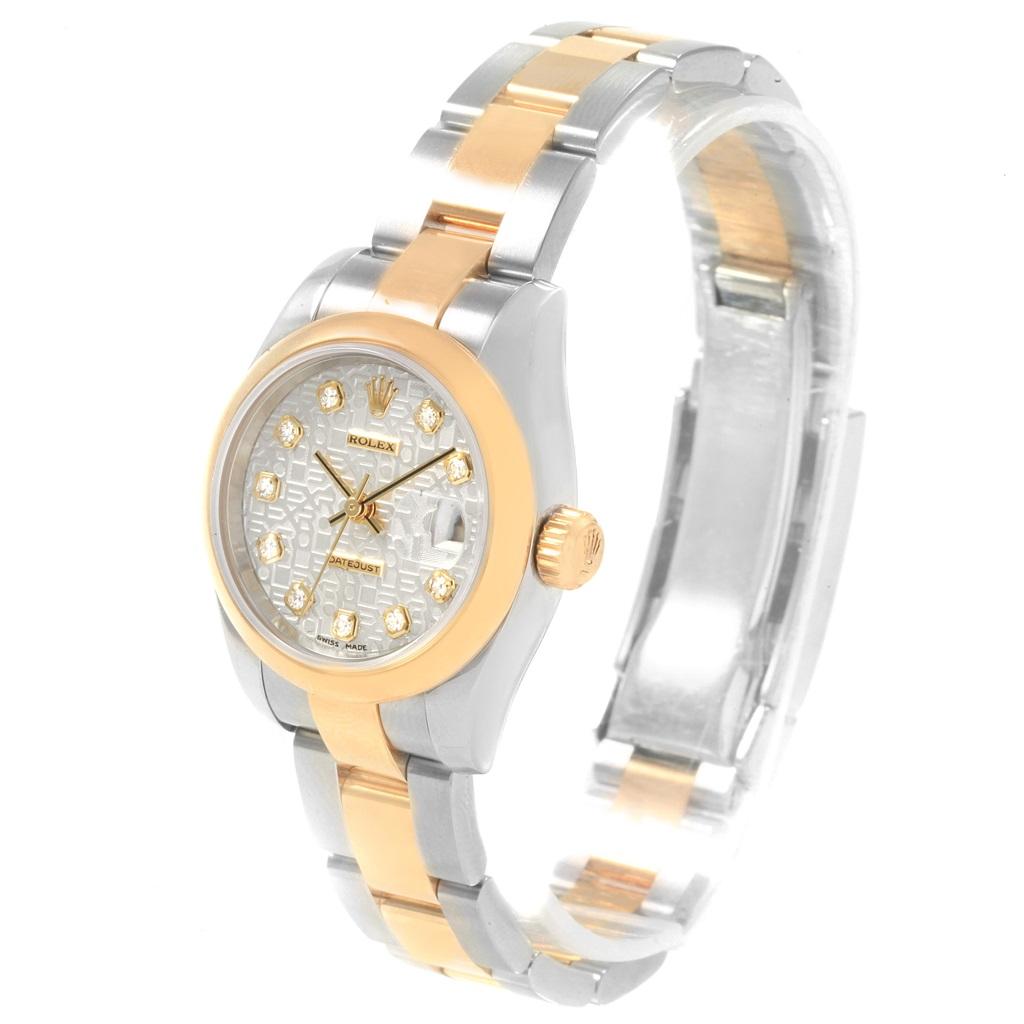 Rolex Datejust Steel Yellow Gold Anniversary Diamond Ladies Watch 179163 In Excellent Condition For Sale In Atlanta, GA