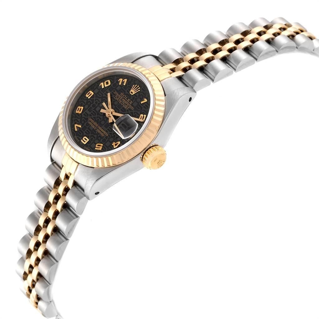Women's Rolex Datejust Steel Yellow Gold Black Anniversary Dial Ladies Watch 69173