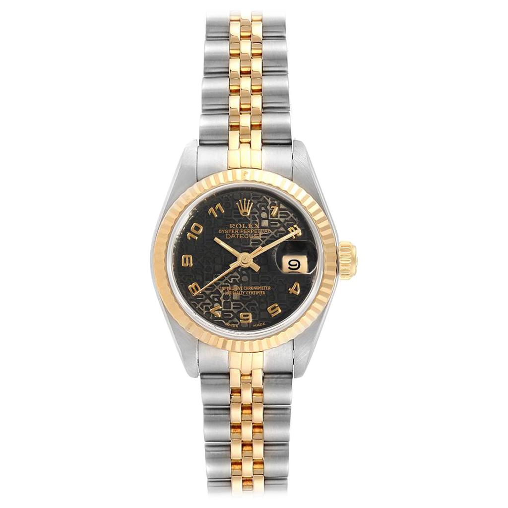 Rolex Datejust Steel Yellow Gold Black Anniversary Dial Ladies Watch 69173