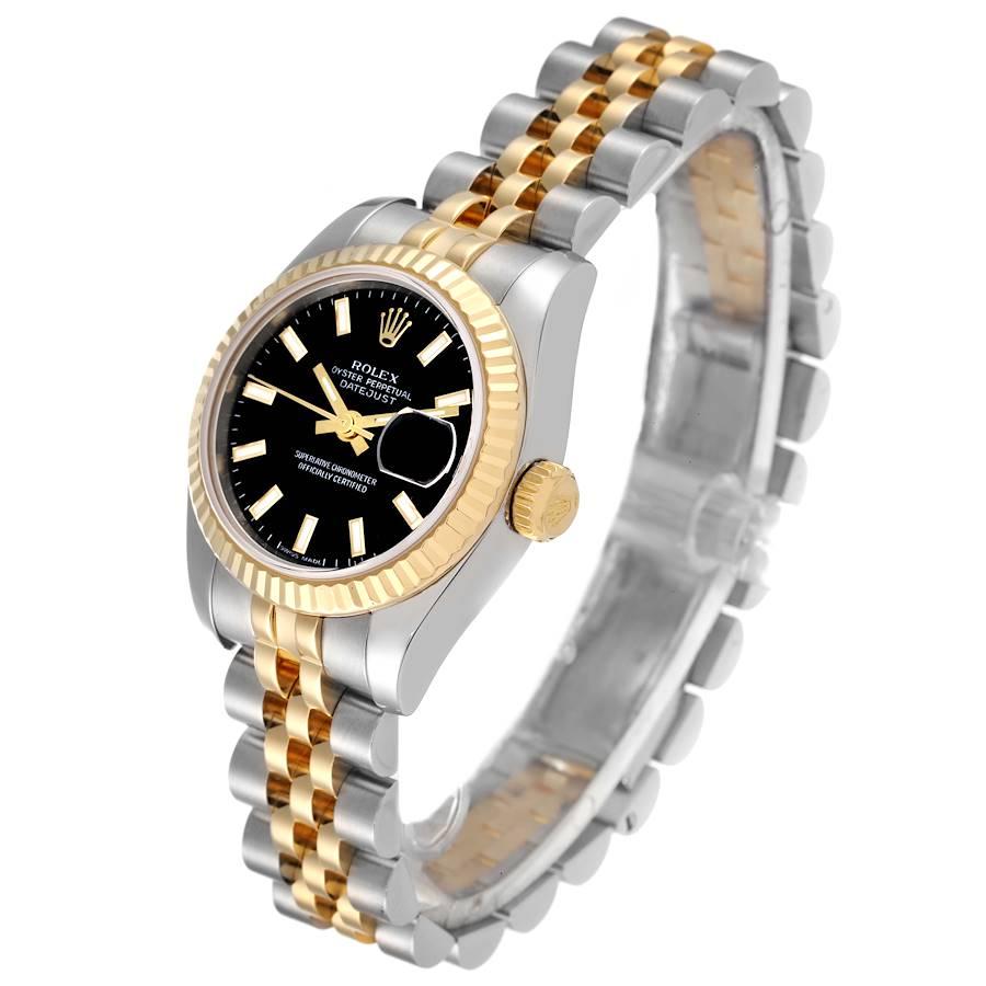 Women's Rolex Datejust Steel Yellow Gold Black Dial Ladies Watch 179173 For Sale