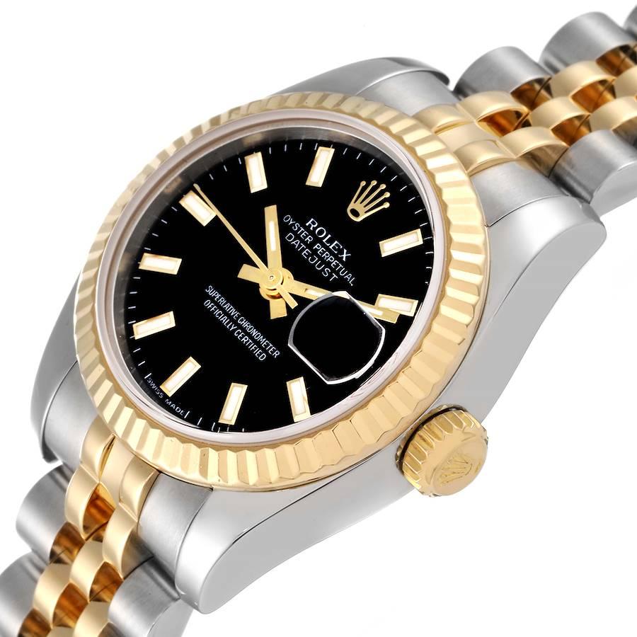 Rolex Datejust Steel Yellow Gold Black Dial Ladies Watch 179173 For Sale 1