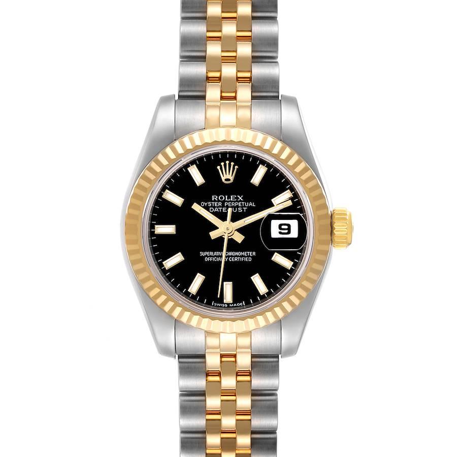 Rolex Datejust Steel Yellow Gold Black Dial Ladies Watch 179173 For Sale