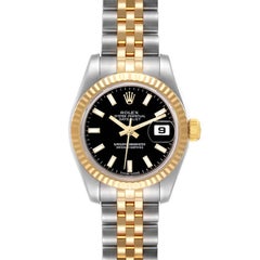 Rolex Datejust Steel Yellow Gold Black Dial Ladies Watch 179173