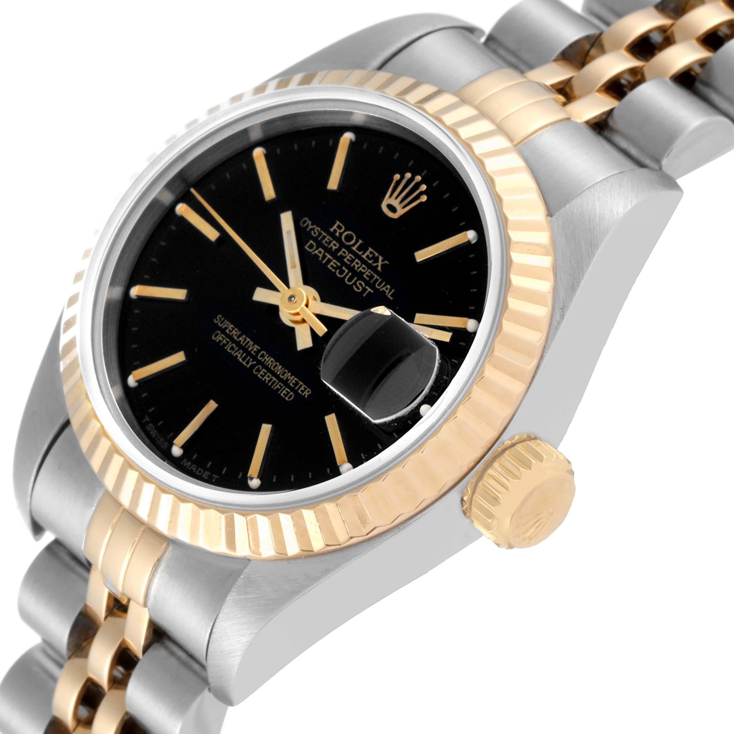 Rolex Datejust Steel Yellow Gold Black Dial Ladies Watch 69173 For Sale 1