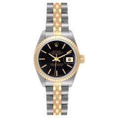 Rolex Datejust Steel Yellow Gold Black Dial Ladies Watch 69173