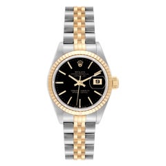 Rolex Datejust Steel Yellow Gold Black Dial Ladies Watch 79173