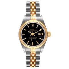 Rolex Datejust Steel Yellow Gold Black Dial Ladies Watch 79173