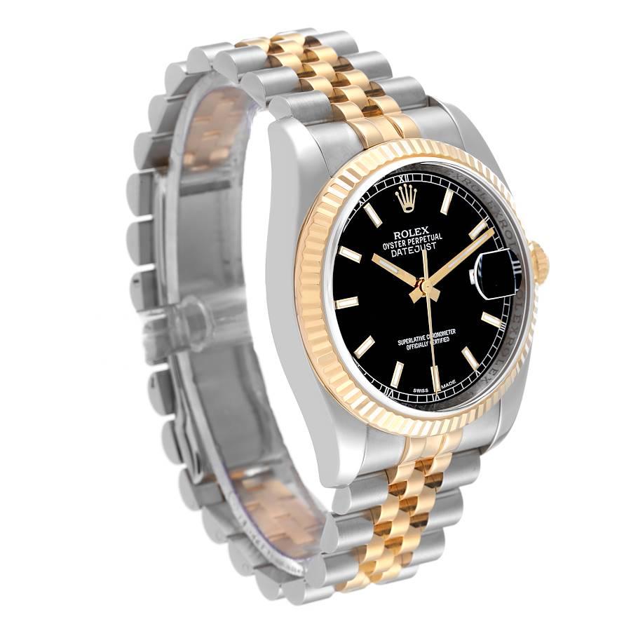 Rolex Datejust Steel Yellow Gold Black Dial Mens Watch 116233 In Excellent Condition In Atlanta, GA