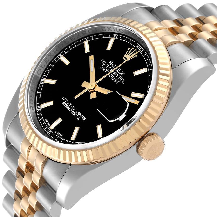 Men's Rolex Datejust Steel Yellow Gold Black Dial Mens Watch 116233