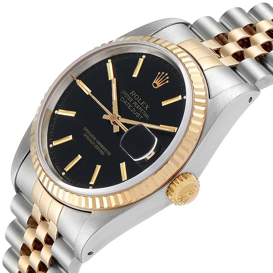 Rolex Datejust Steel Yellow Gold Black Dial Men's Watch 16233 Box For Sale 2