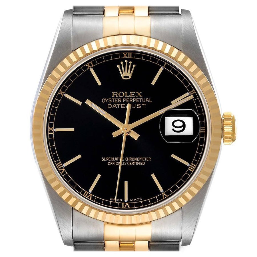 Rolex Datejust Acciaio Oro Giallo Quadrante Nero Orologio Uomo 16233