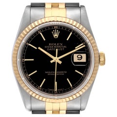 Rolex Datejust Steel Yellow Gold Black Dial Mens Watch 16233 Rolex Datejust Steel Yellow Gold Black Dial Mens Watch 16233