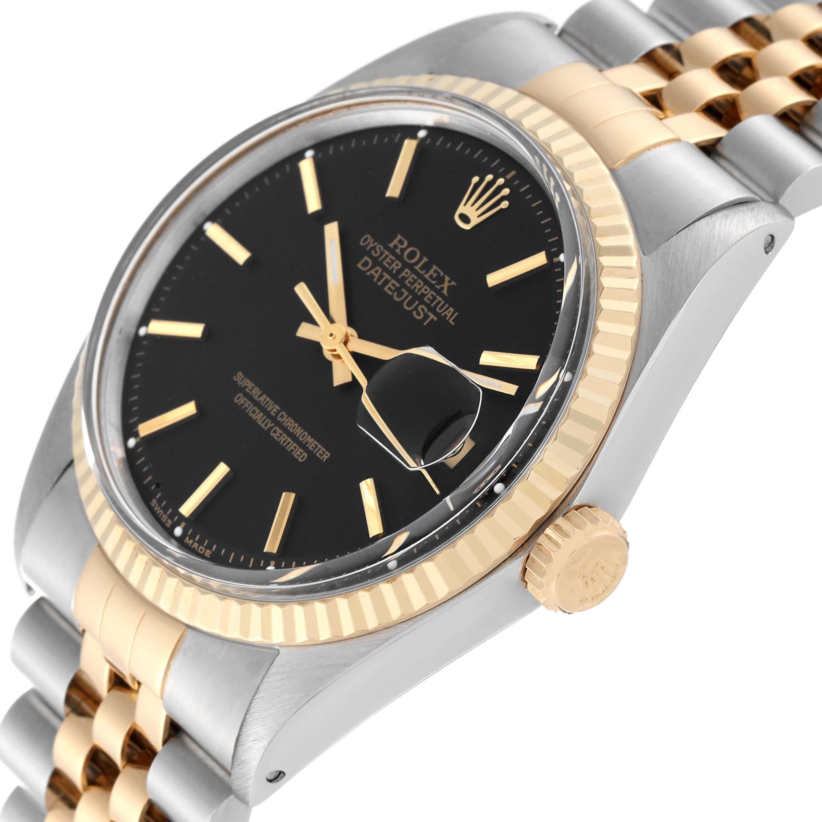 Rolex Datejust Steel Yellow Gold Black Dial Vintage Mens Watch 1601 1