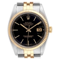 Rolex Datejust Steel Yellow Gold Black Dial Vintage Men's Watch 16013