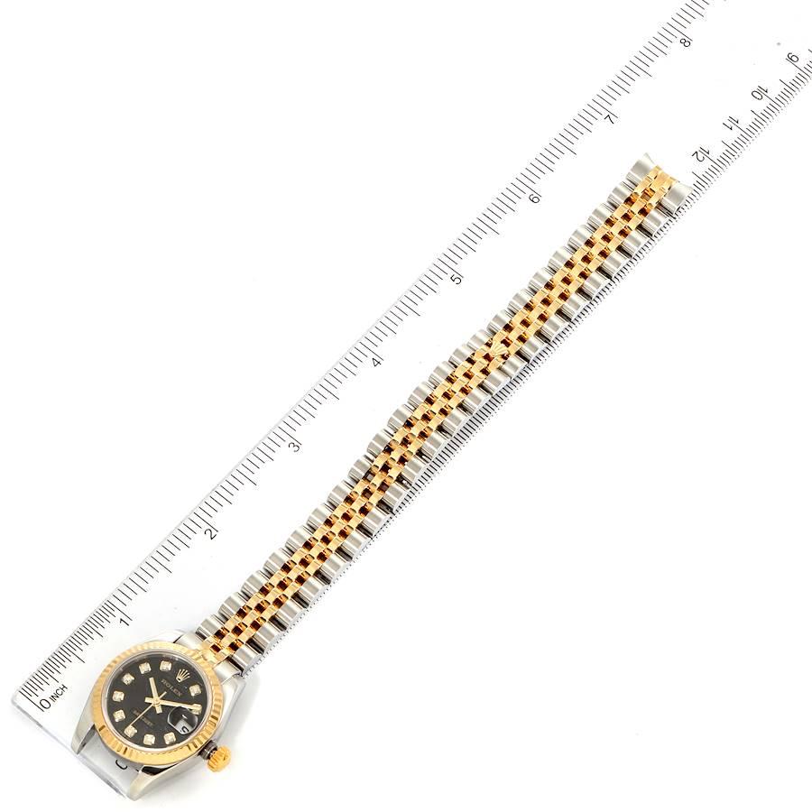 Rolex Datejust Steel Yellow Gold Black Diamond Dial Ladies Watch 179173 6