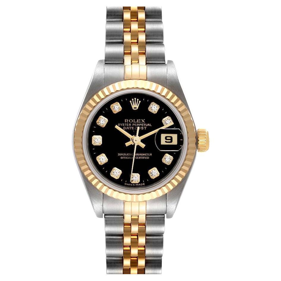 Rolex Datejust Steel Yellow Gold Champagne Diamond Dial Watch 79173 Box ...