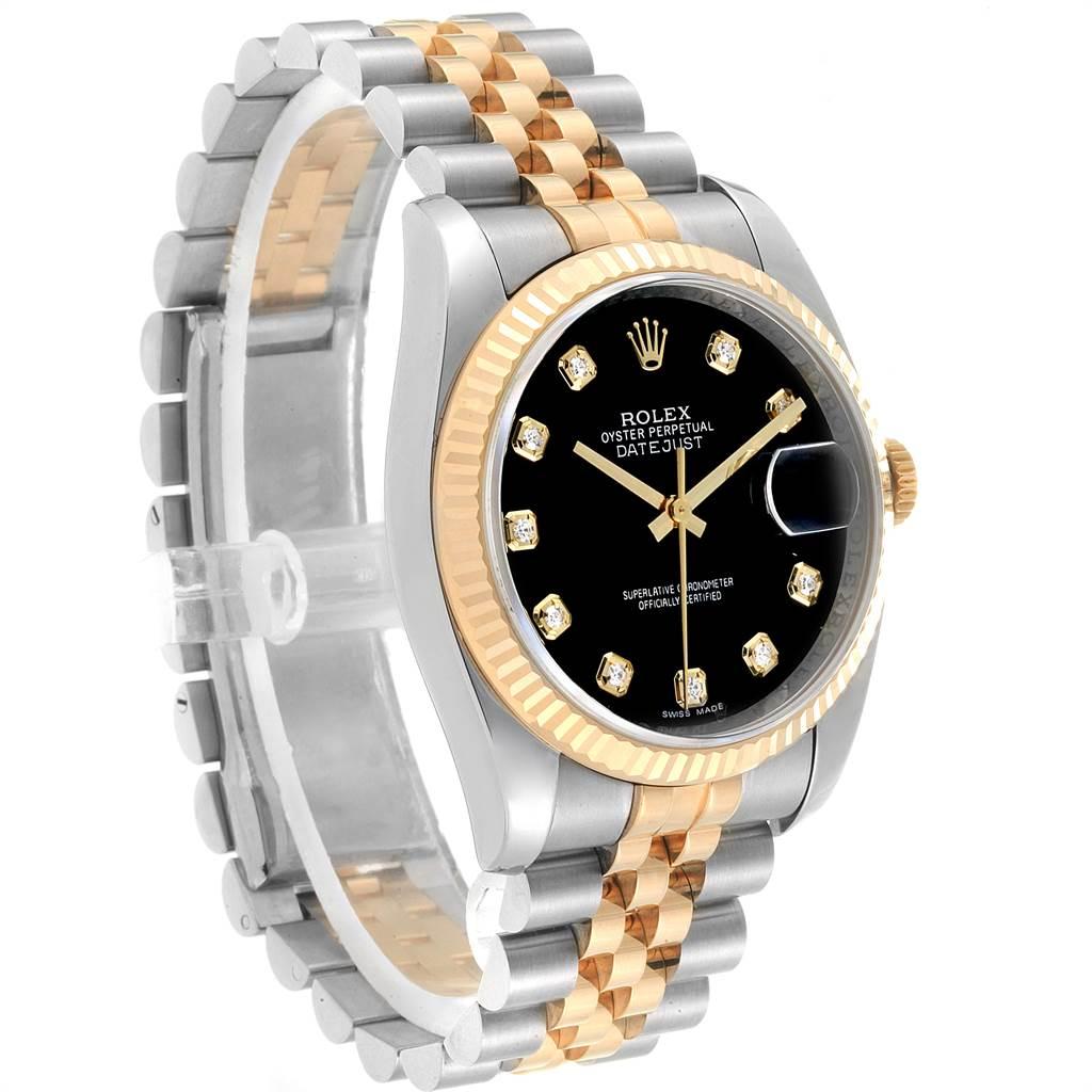 Men's Rolex Datejust Steel Yellow Gold Black Diamond Dial Men’s Watch 116233 For Sale