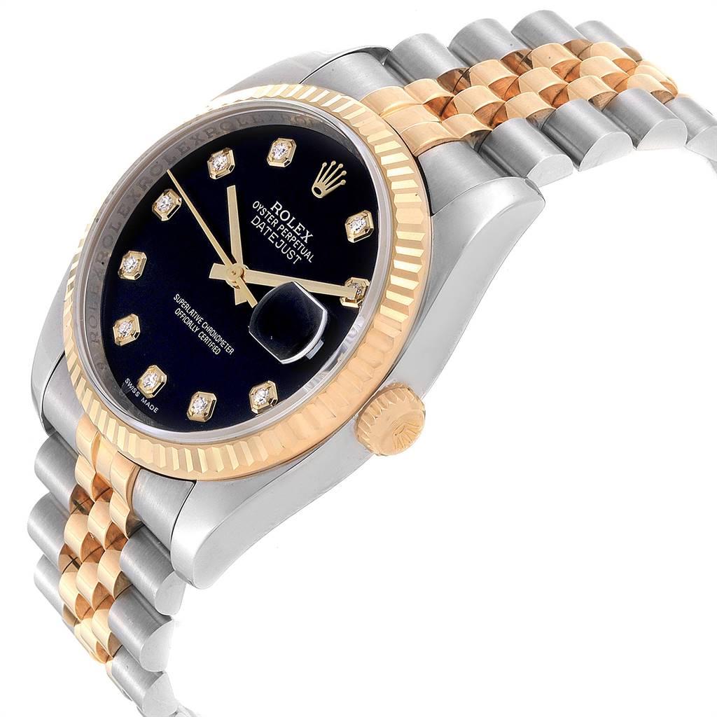 Rolex Datejust Steel Yellow Gold Black Diamond Dial Men's Watch 116233 1