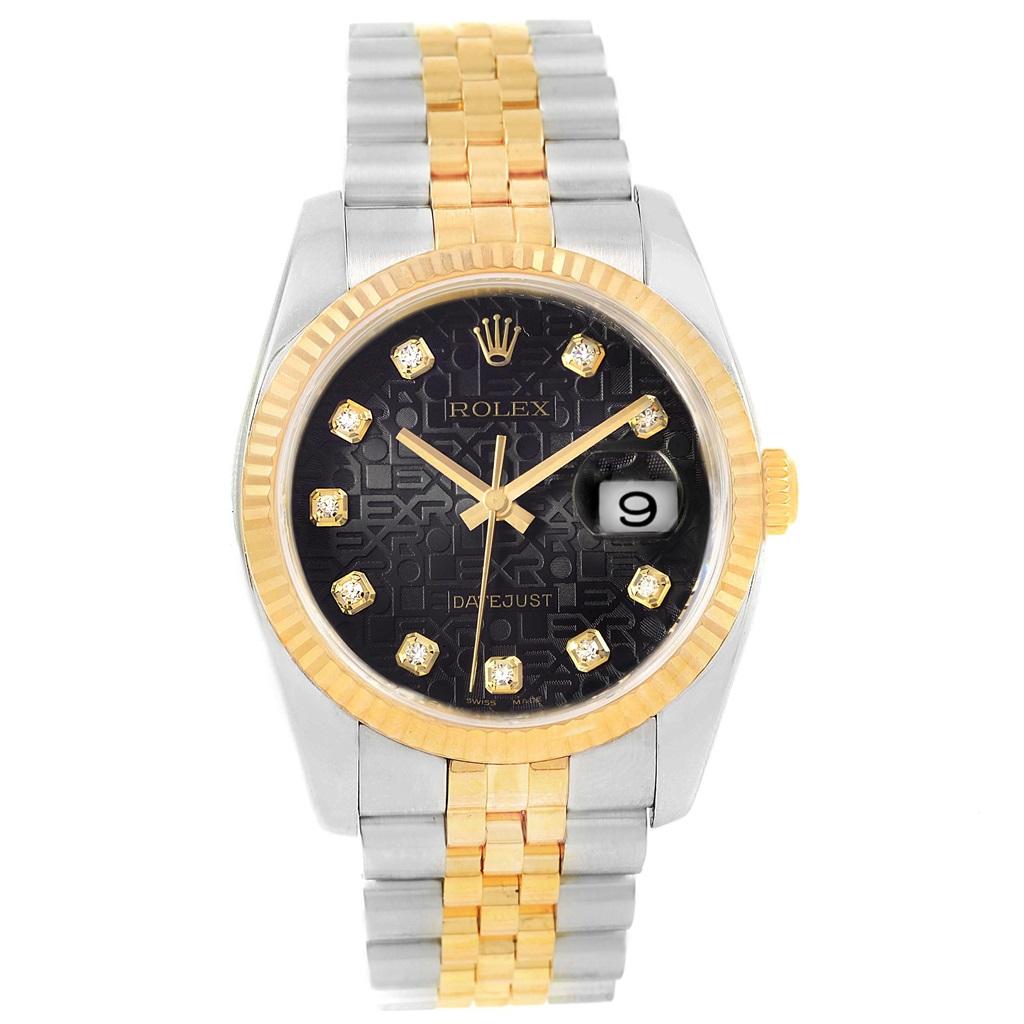 Rolex Datejust Steel Yellow Gold Black Diamond Dial Men’s Watch 116233 2