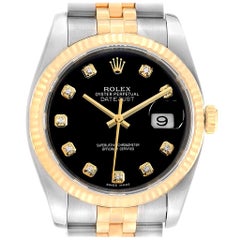 Rolex Datejust Steel Yellow Gold Black Diamond Dial Men’s Watch 116233