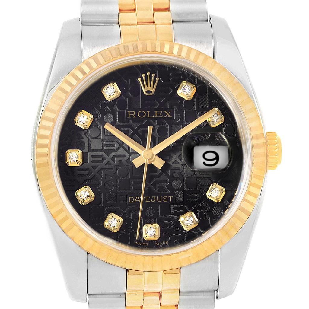 Rolex Datejust Steel Yellow Gold Black Diamond Dial Men’s Watch 116233