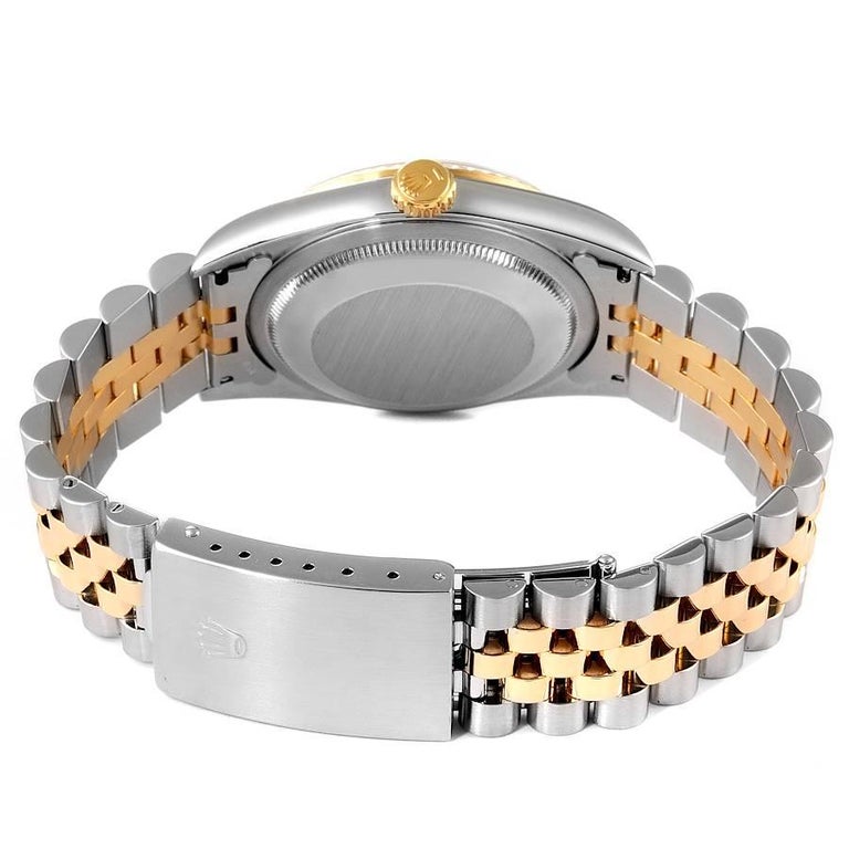 Rolex Datejust Steel Yellow Gold Black Diamond Dial Mens Watch 16233 4