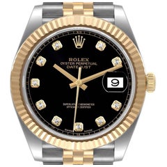 Reloj Rolex Datejust 41 Acero Oro Amarillo Esfera Diamante Negro 126333 Caja Tarjeta