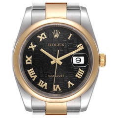 Rolex Datejust Steel Yellow Gold Black Jubilee Dial Mens Watch 116203