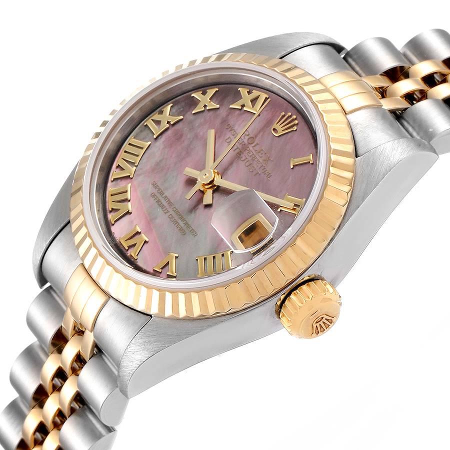 Rolex Datejust Steel Yellow Gold Black MOP Ladies Watch 79173 Box Papers For Sale 1