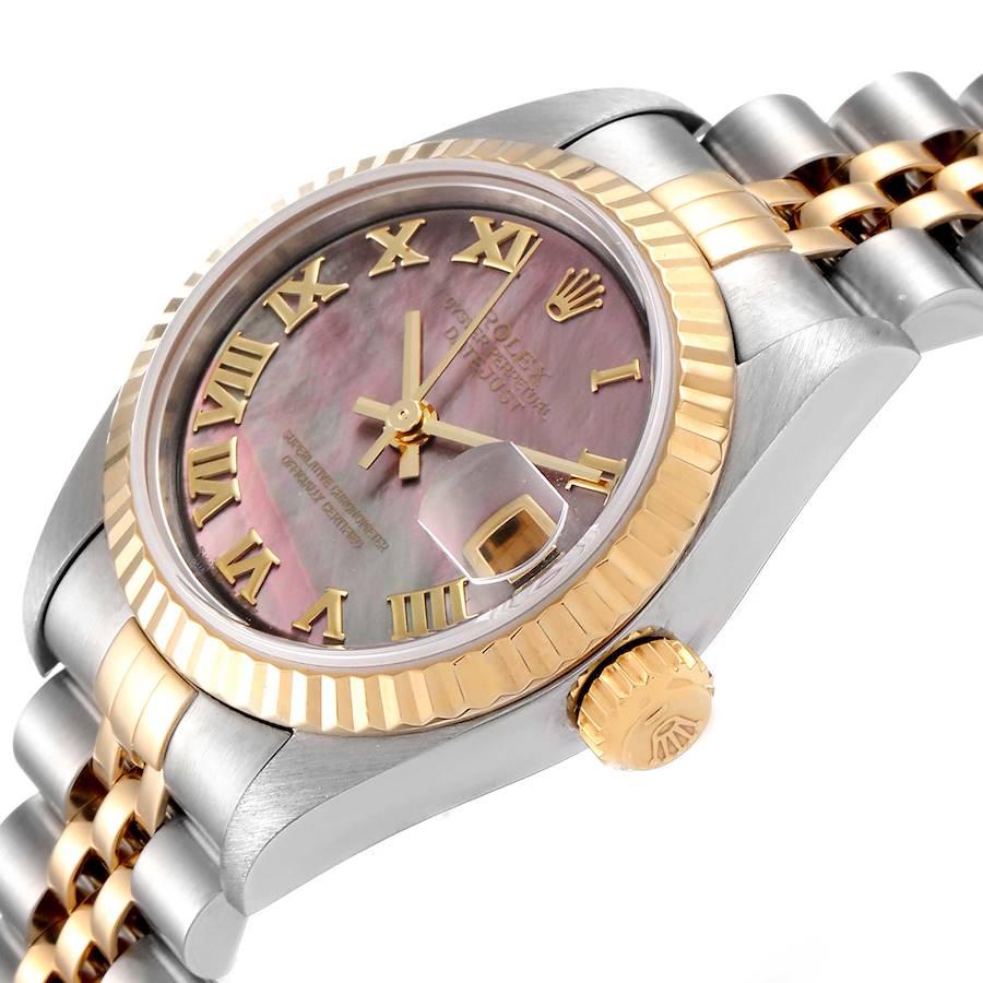 Rolex Datejust Steel Yellow Gold Black MOP Roman Dial Ladies Watch 79173 For Sale 1