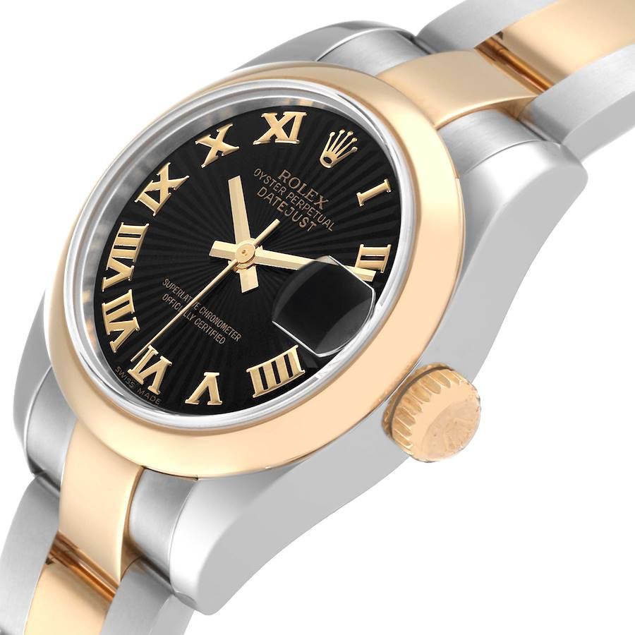 Rolex Datejust Steel Yellow Gold Black Sunbeam Dial Ladies Watch 179163 Box Card en vente 1